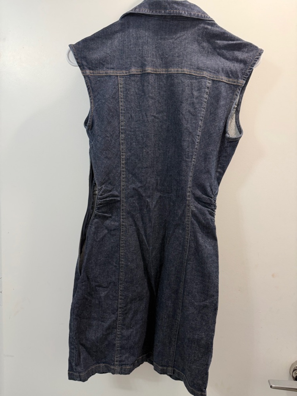 Like New Zara Sleeveless Dark Denim Button-Front Dress - Picture 4 of 6